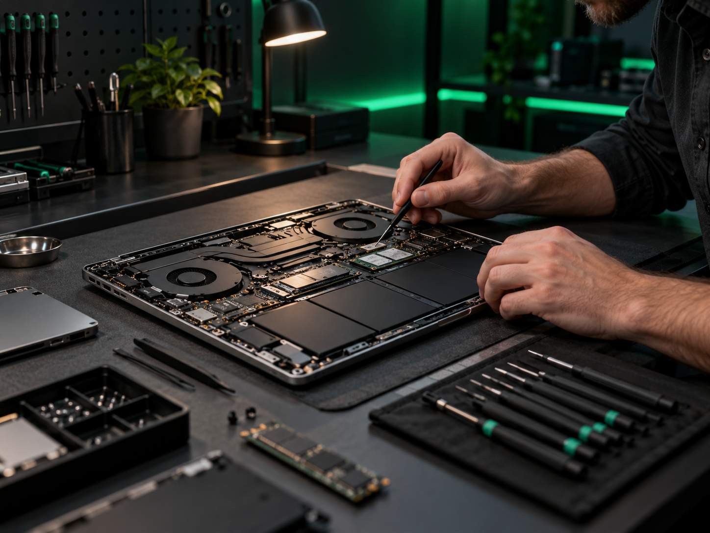Foto ilustrativa de manutenção de notebook